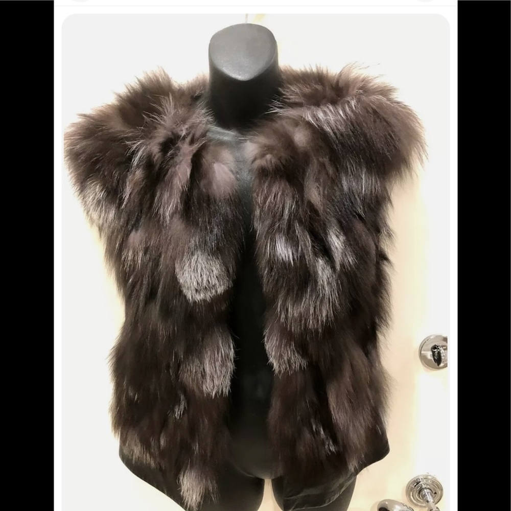 BELLA BEAUTIFUL FOX LEATHER VEST SZ S